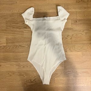 Reformation Ribbed Bodysuit - White